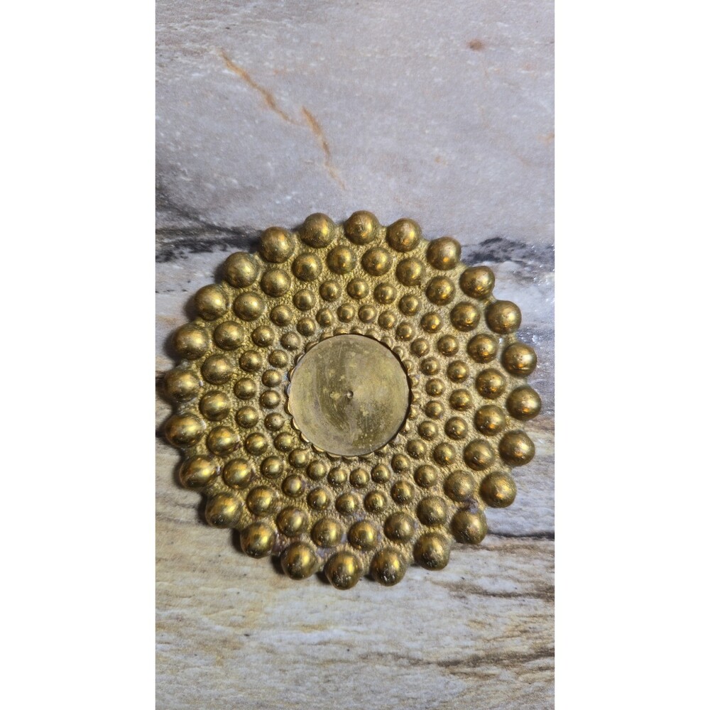Vintage Solid Brass Hobnail Bubble Coasters Set of 6 Heavy MCM Hollywood Regency